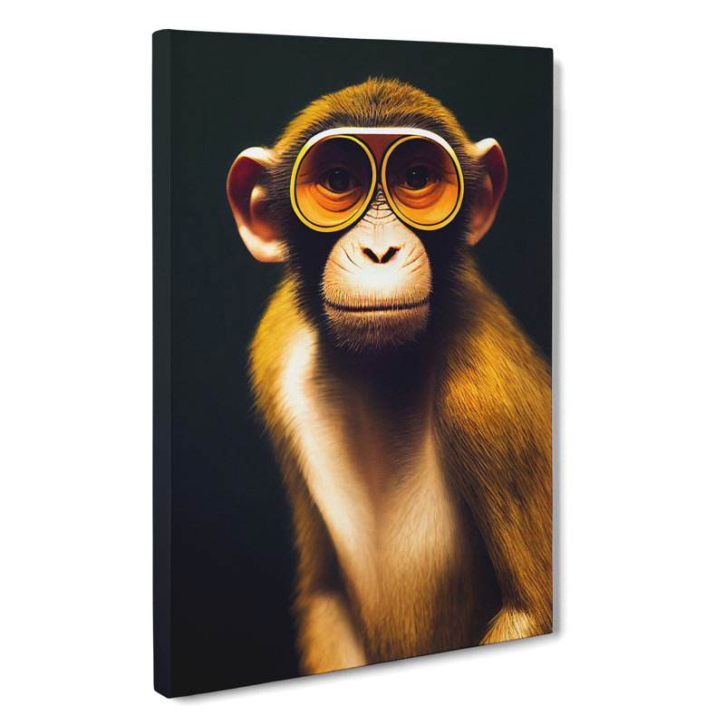 A Monkey In Glasses No.1 - Print, Wrapped Canvas, 50cm H x 35cm W x 3cm D