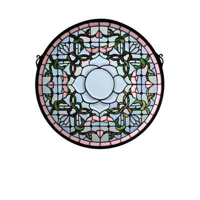 Tiffany Tulip Bevel Medallion Stained Glass Window