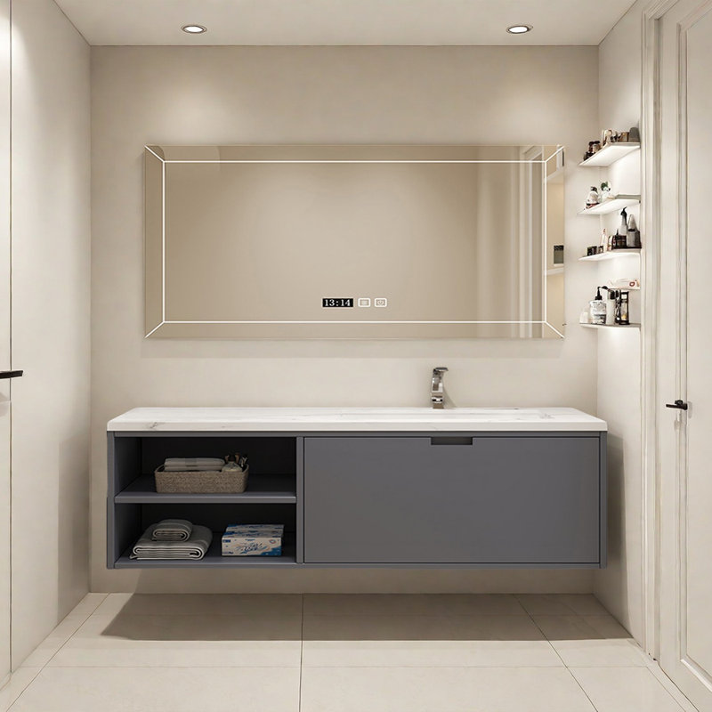 Simple and modern bathroom cabinet, 59", Dark Gray
