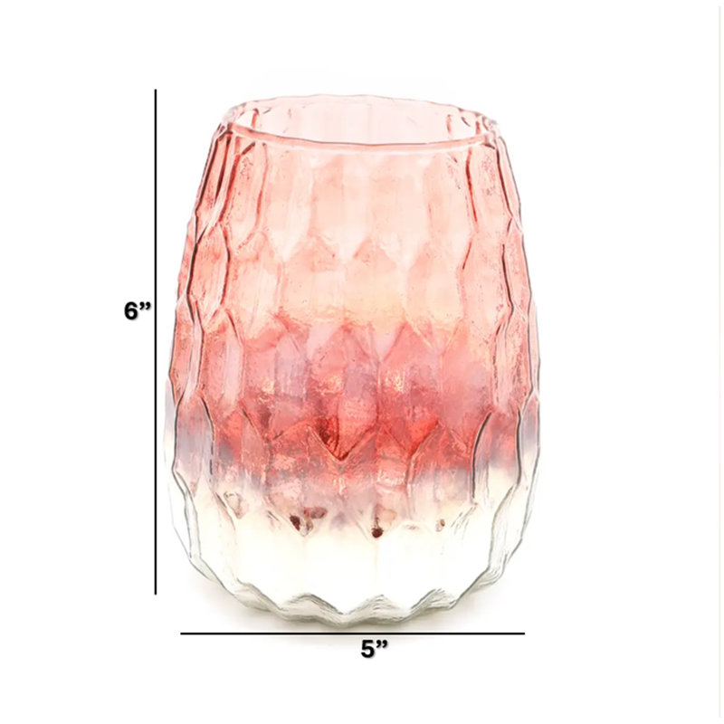 Glass Hurricane | Ruby Lustre Glass Votive | 6" | Home Decor | Candle Holder, Ruby, 5" H x 5" W x 6.3" D