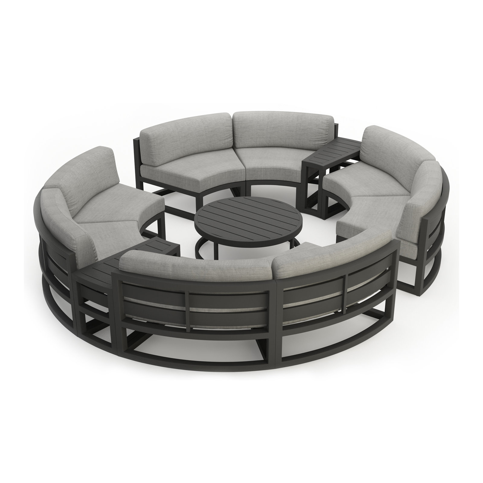 Bergeron 8 - Person Patio Conversation Set with Cushions, Cast Silver Sunbrella®, Slate