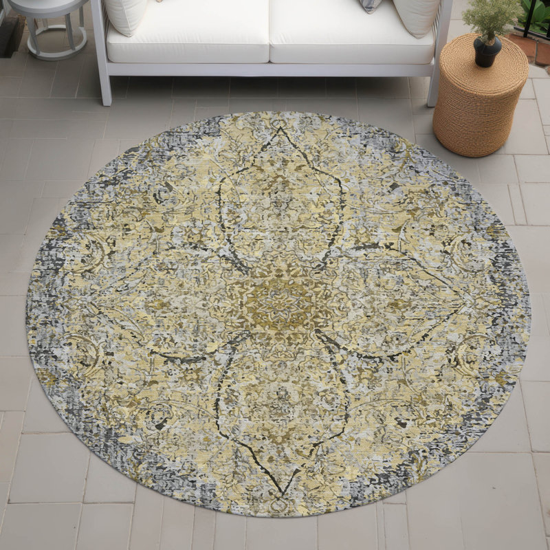 Machine Washable Indoor/Outdoor Colman ACN2136 Global Rug, Round 8'