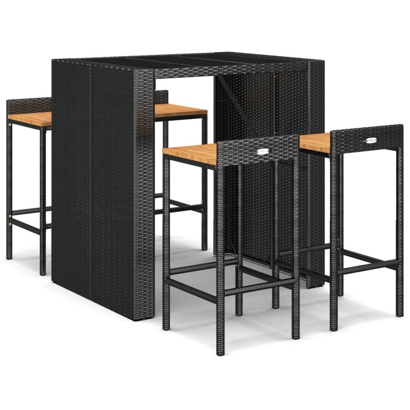 Miriyam Bar Set with Stools, Black