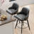 Thick Padded Cushion Wood Legs Modern Bar Stool With 360° Rotation Grey-9844834-9844847