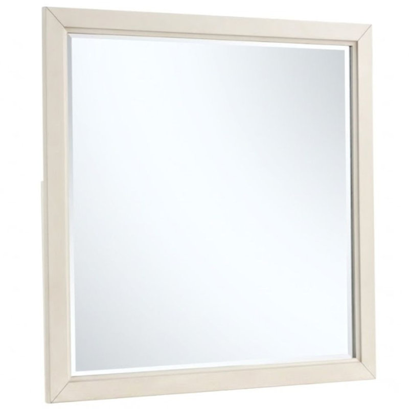 Miroir carré transitionnel blanc Aatythod, 95 cm x 95 cm, encadré de bois