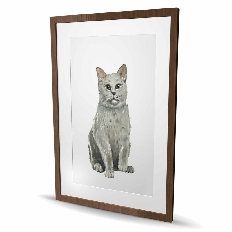 Impression de chat British Shorthair - décor de salon encadré, H 36 po x l 24 po, Brun