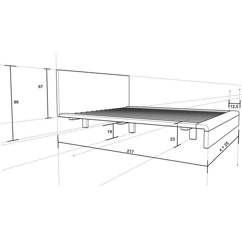 Bed PAUL Solid Wood, Super King (6'), Ash