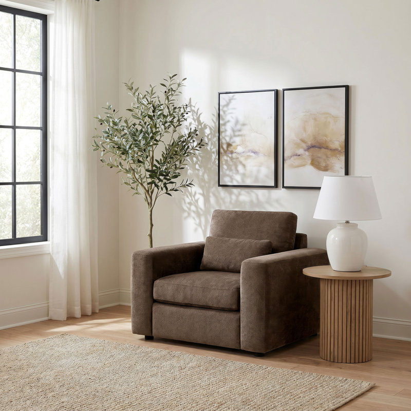 Fauteuil d'appoint rembourré en chenille Seguin brun, Brun