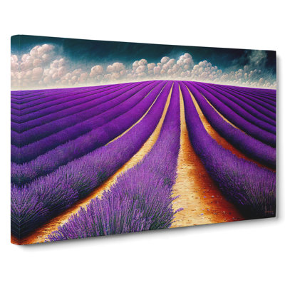 Thrilling Lavender Flower Field - Wrapped Canvas