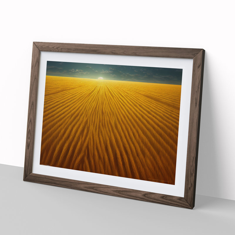 Expressive Wheat Field 1 Piece Single Picture Frame Wall Art, 46cm H x 64cm W x 2cm D, Walnut