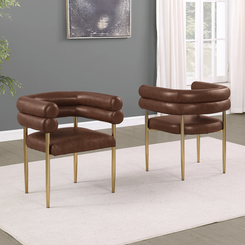 Chaises d'appoint à motif tubulaire Leathaire, Moka