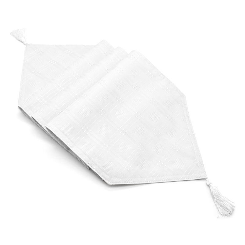 Orlinda Modern Jacquard Hampton Tablecloth Collection, 2cm W x 130cm L, White