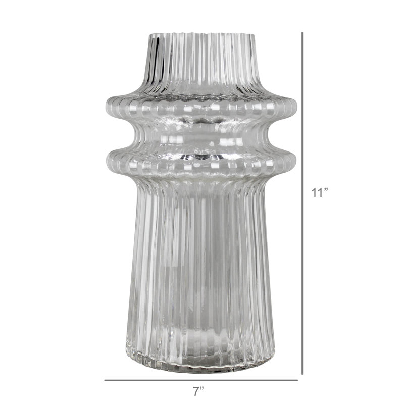 Ribbed Disk Vase - Lrg, Glass