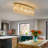 40" Oval Flush Mount Crystal Chandelier, Gold Plated Ceiling Light With K9 Crystals, 8-Light E12 Fixture For Kitchen, Dining Room, Or Living Room
