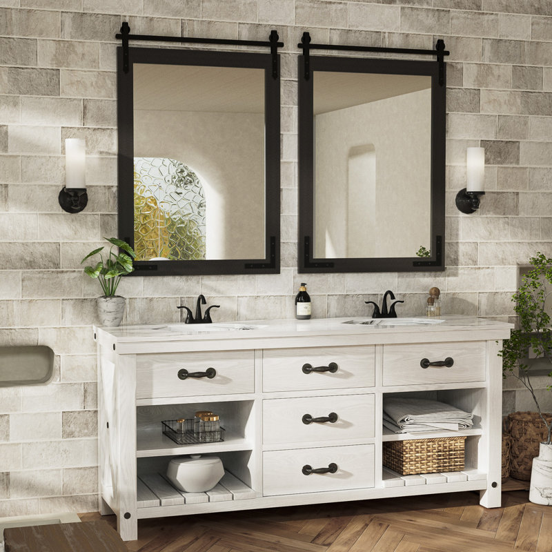 Solid Wood Rectangle Mirror, Black, 91.4cm x 61cm