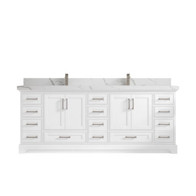 84'' Double Bathroom Vanity with Quartz Top