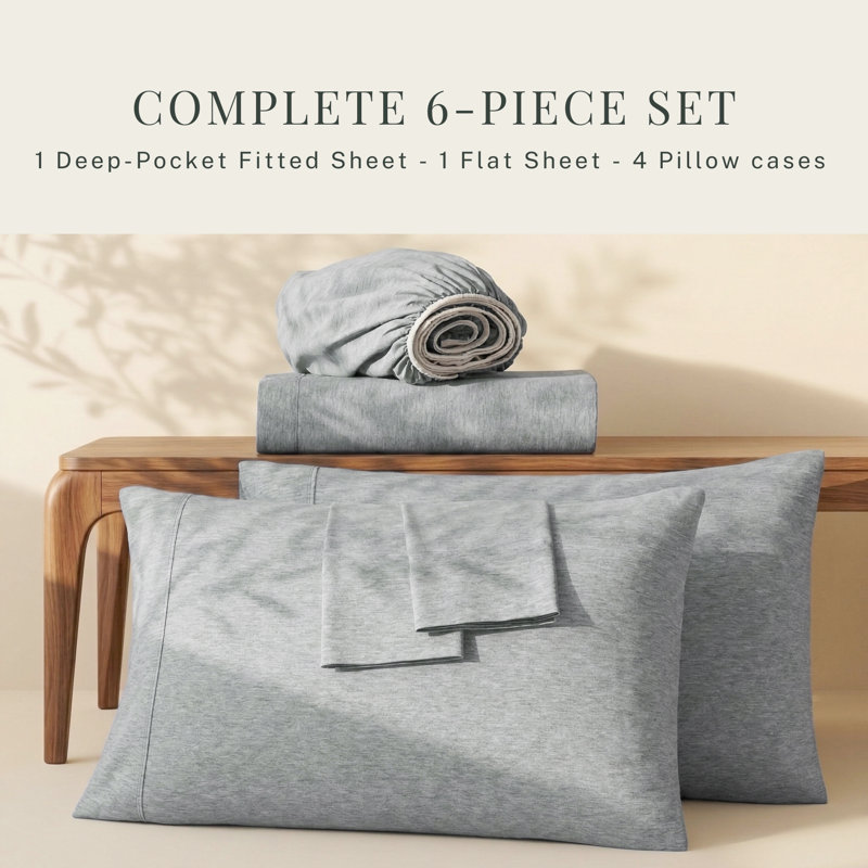 Ensemble de draps en micro-fibre, Chambray vert forêt, Drap-housse pour lit simple TG