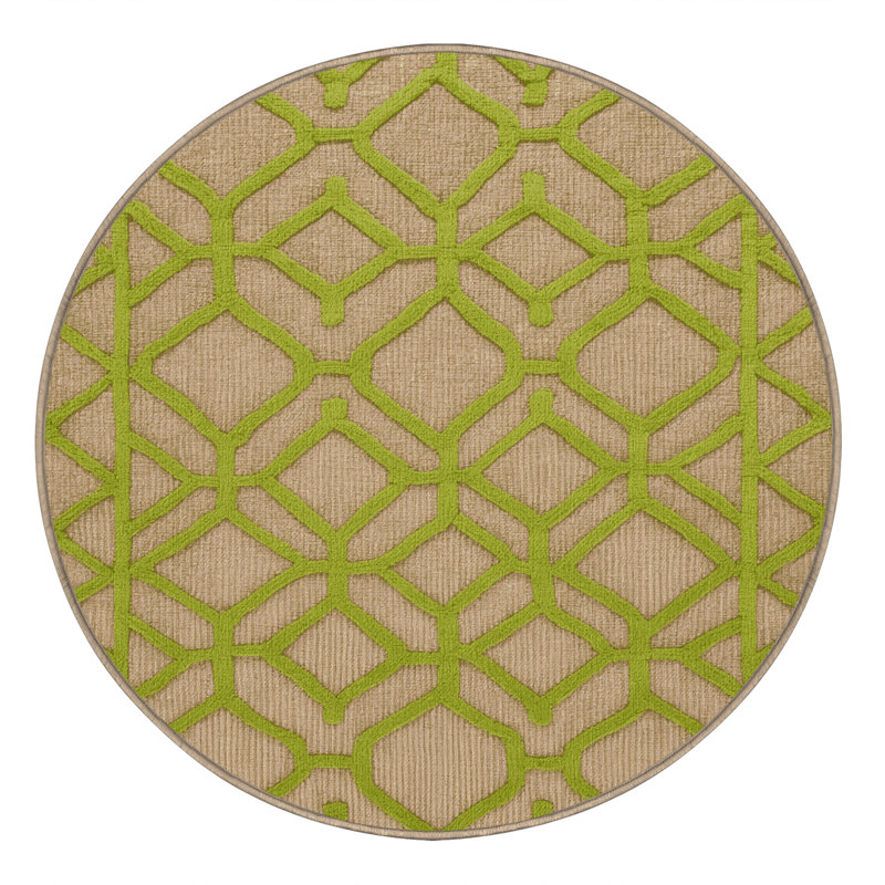 Machine Washable Trellis Beige Area Rug, Round 3'