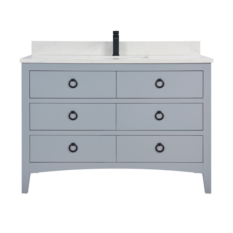 48" Solid Wood Sink Vanity With 1" Top, Black, Cadet