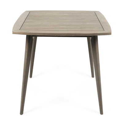 Table d'extérieur carrée en bois avec pieds droits, gris