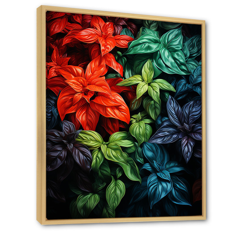 «Herbs Basil Vibrance 5 - Floral Herbs», art mural, Cadre flottant brun, 40" H x 30" W
