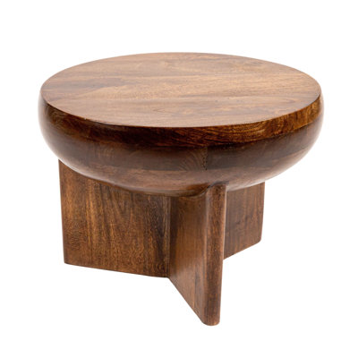 Semi-Sphere Mango Wood End Table with Solid Legs by Rowena Interiors