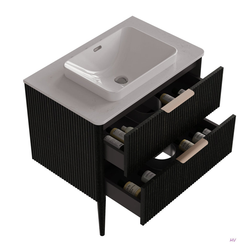 Meuble-lavabo à rayures rayé SANS lavabo, armoire de salle de bain autoportante pour salle de bain moderne, pré-assemblé