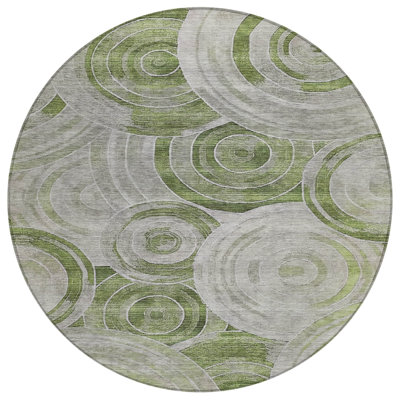Machine Washable Indoor/Outdoor Xhevrie Aloe Rug