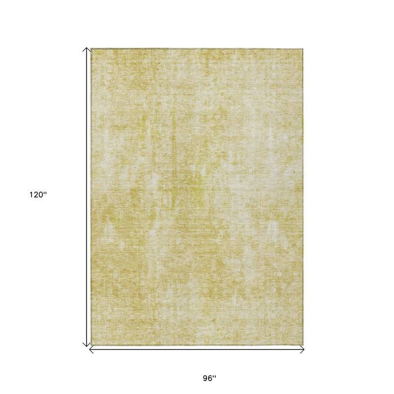 Tapis intérieur lavable abstrait 8 pi x 10 pi doré et ivoire