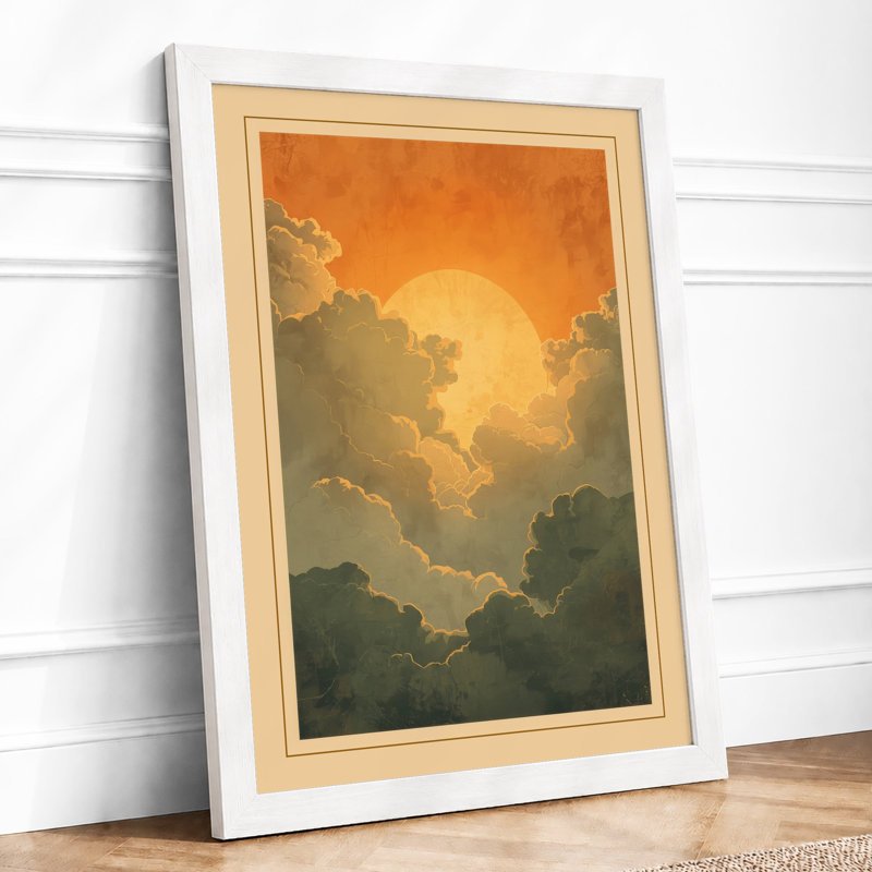 Sun Through Clouds Modern - Print, A3 - 42.0 x 29.7 cm, White