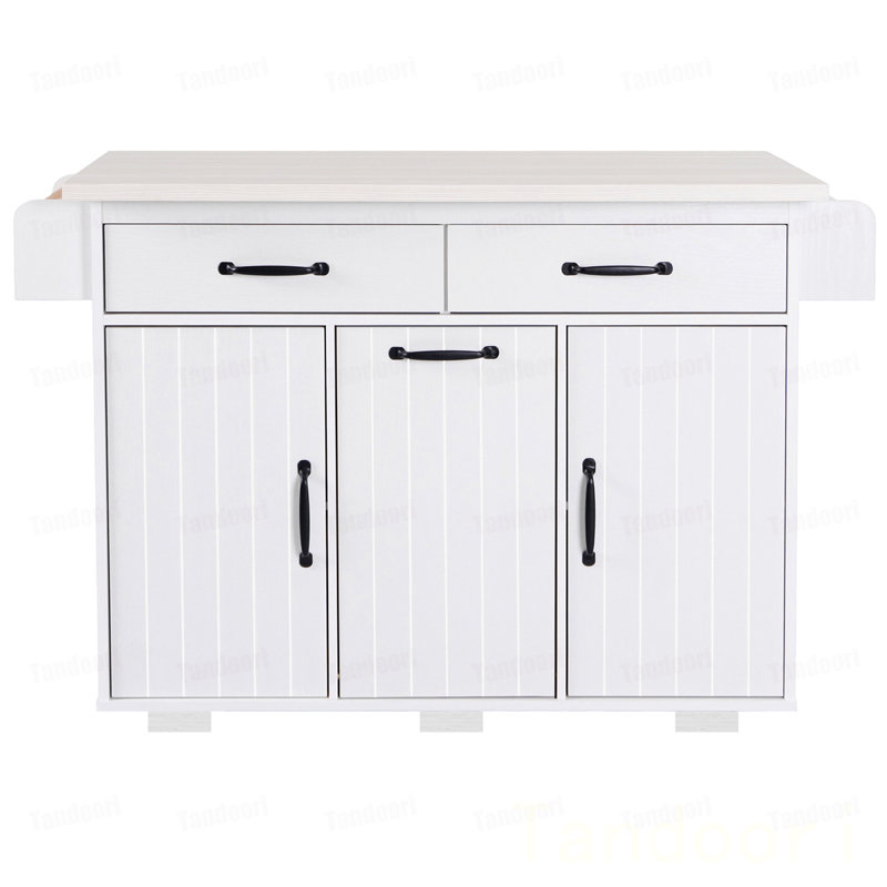 Îlot de cuisine avec armoire de rangement pour poubelle, chariot de cuisine avec abattant, support à épices, porte-serviettes et tiroir, îlot de cuisine sur roulettes avec tablette réglable,