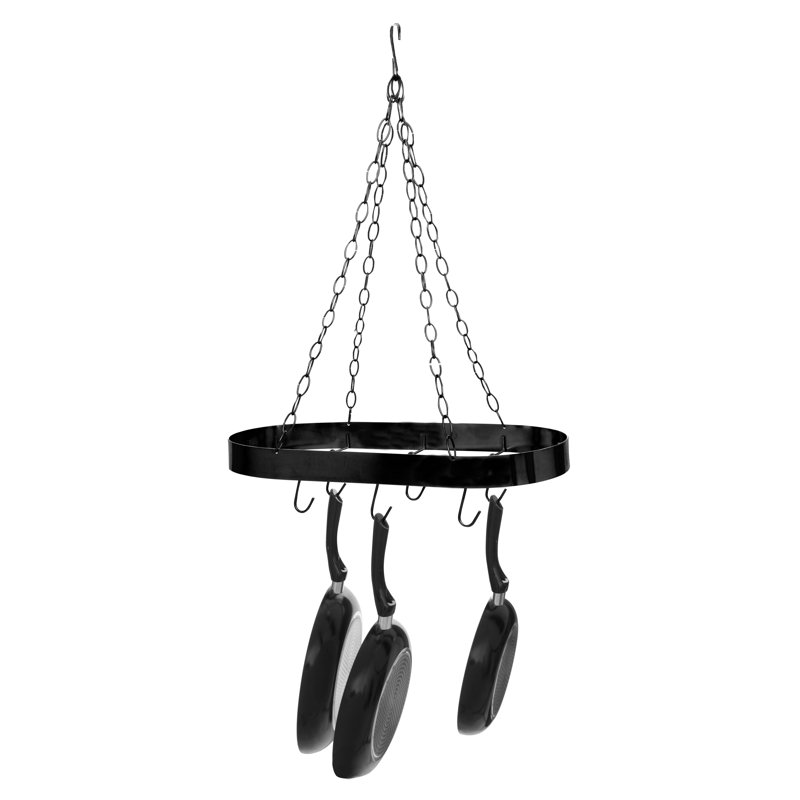Metal Oval Hanging Pot Rack, Black