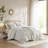 3 Piece Cotton Comforter Set with Chenille Tufting and Printed Design