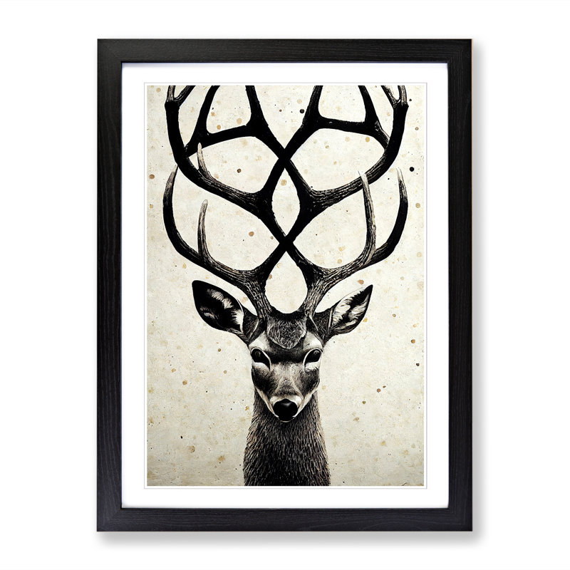 Wesner Deer Abstract Design Vol.2 1 Piece Wall Art, 64" H x 46" W, Black