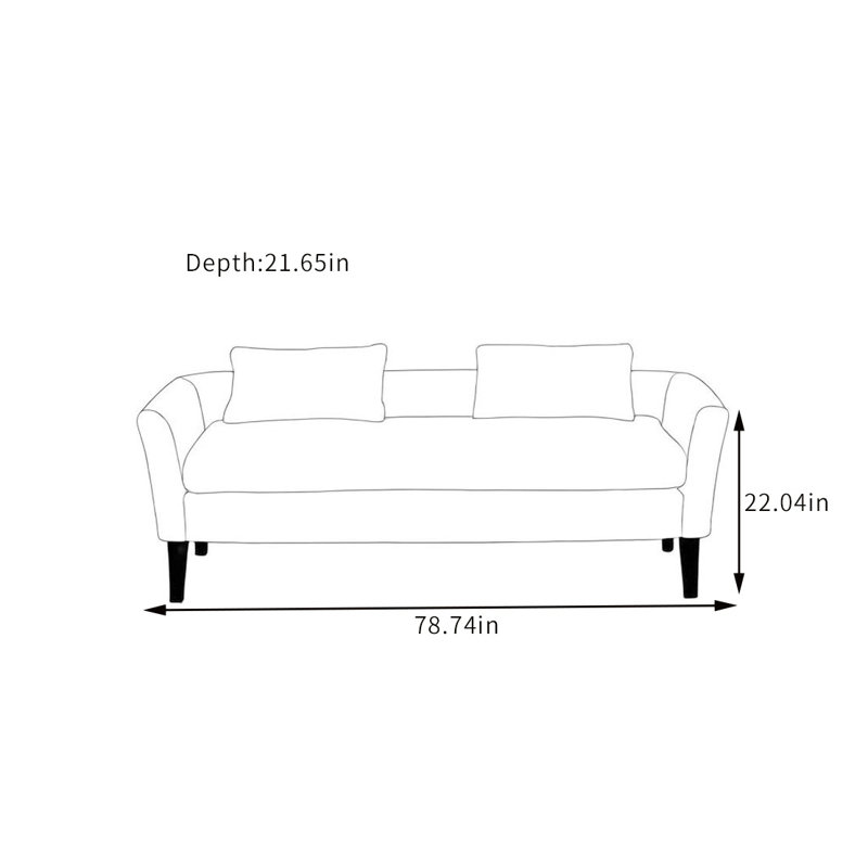 Kenzington Microfiber/Microsuede Upholstered Bench, 22.04" H x 78.74" W x 21.65" D, Beige