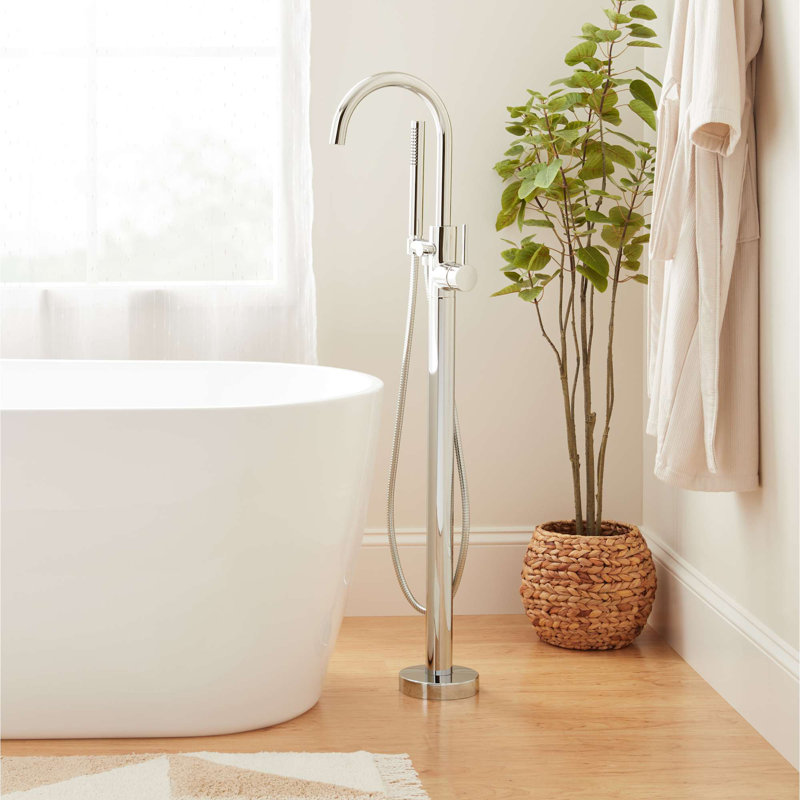 Lexia Floor Mounted Tub Filler Faucet - Includes Hand Shower, Less Valve, Polished Nickel