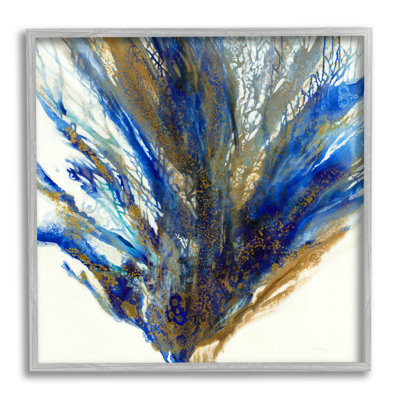 «Abstract Coral Burst Nautical Blue Brown Expression» par Liz Jardine - Peinture sur toile