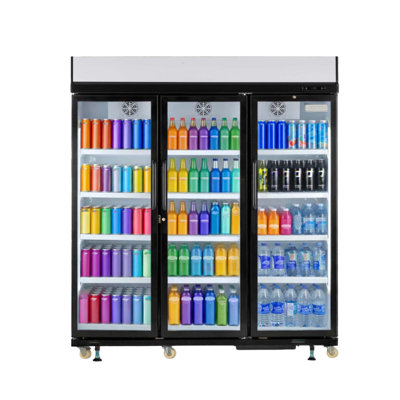 Frigidaire 49.4 Cu. Ft. Commercial Triple Glass Door Display Refrigerator, 71" Beverage Merchandiser Fridge with LED Lighting, Digital Temperature Con