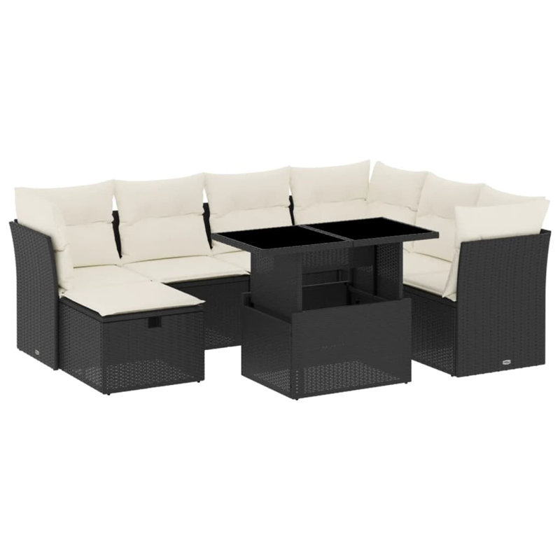 Ensemble de canapé de jardin en rotin PE noir 8 pièces Vidaxl