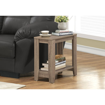 Table d'appoint, côté, bout, table de chevet, lampe, salon, chambre à coucher, stratifié brun, transitionnel