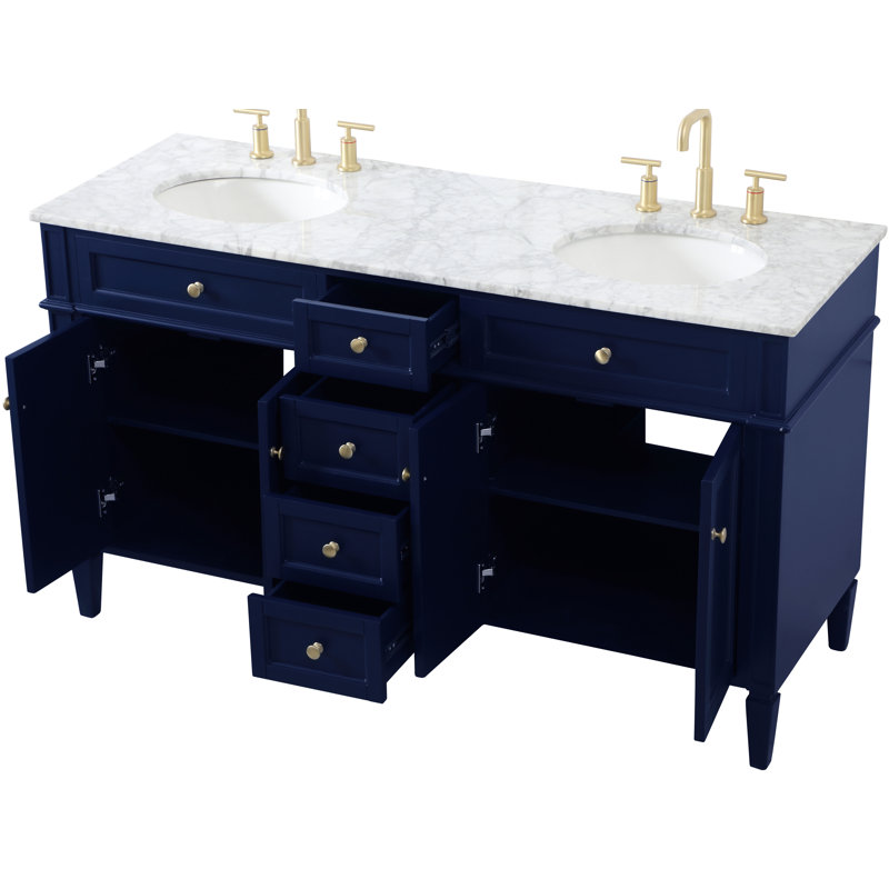 Ensemble de meuble-lavabo double 60 "Rivers, bleu