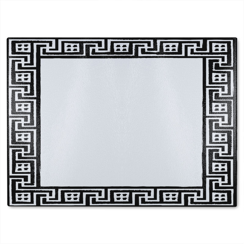 Greek Traditional Meandor Glass Chopping Board