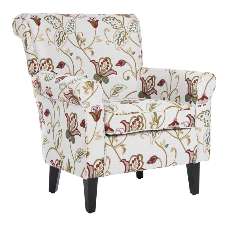 Montgomery Upholstered Armchair, Red/White Cotton Blend Floral