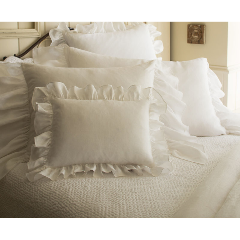 Linen Reversible Throw Pillow, White