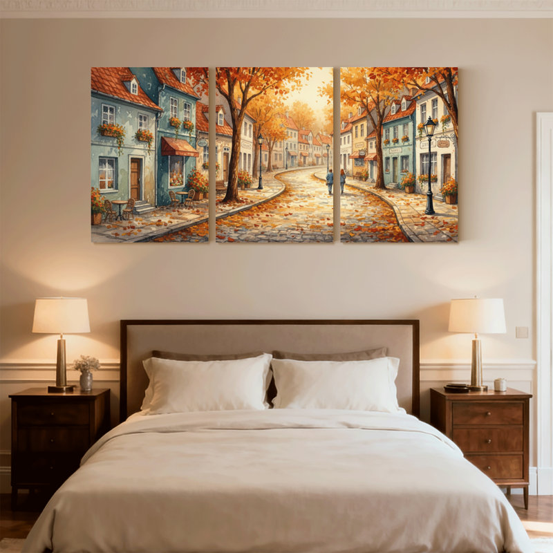 Ensemble de 3 impressions d'art sur toile, paysage d'automne avec feuilles colorées, H 30 po x l 60 po
