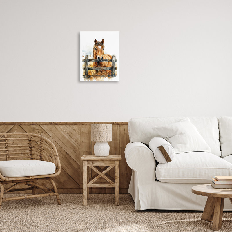 «Cowboy's Horse & Fence Canvas», conception par Christine Simpson Art, H 20 po x l 16 po