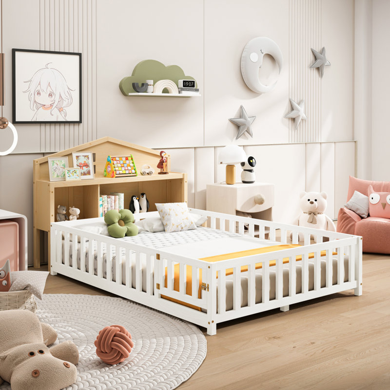 Tête de lit armoire de rangement pour lit double Montessori, Naturel