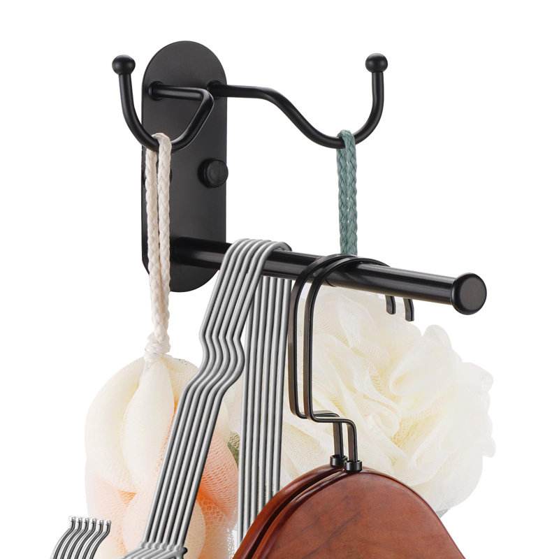 Rangement pour cintres, organisateur de rangement pour cintres, crochets muraux suspendus sans dommages pour accrocher dans les espaces de vie, noir