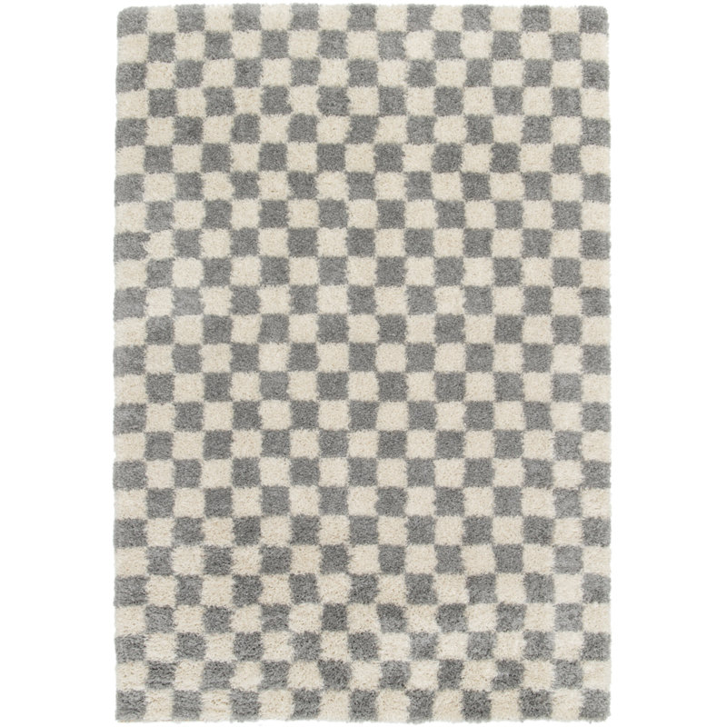 Renotta Chequered Shag Area Rug, Rectangle 120 x 170 cm