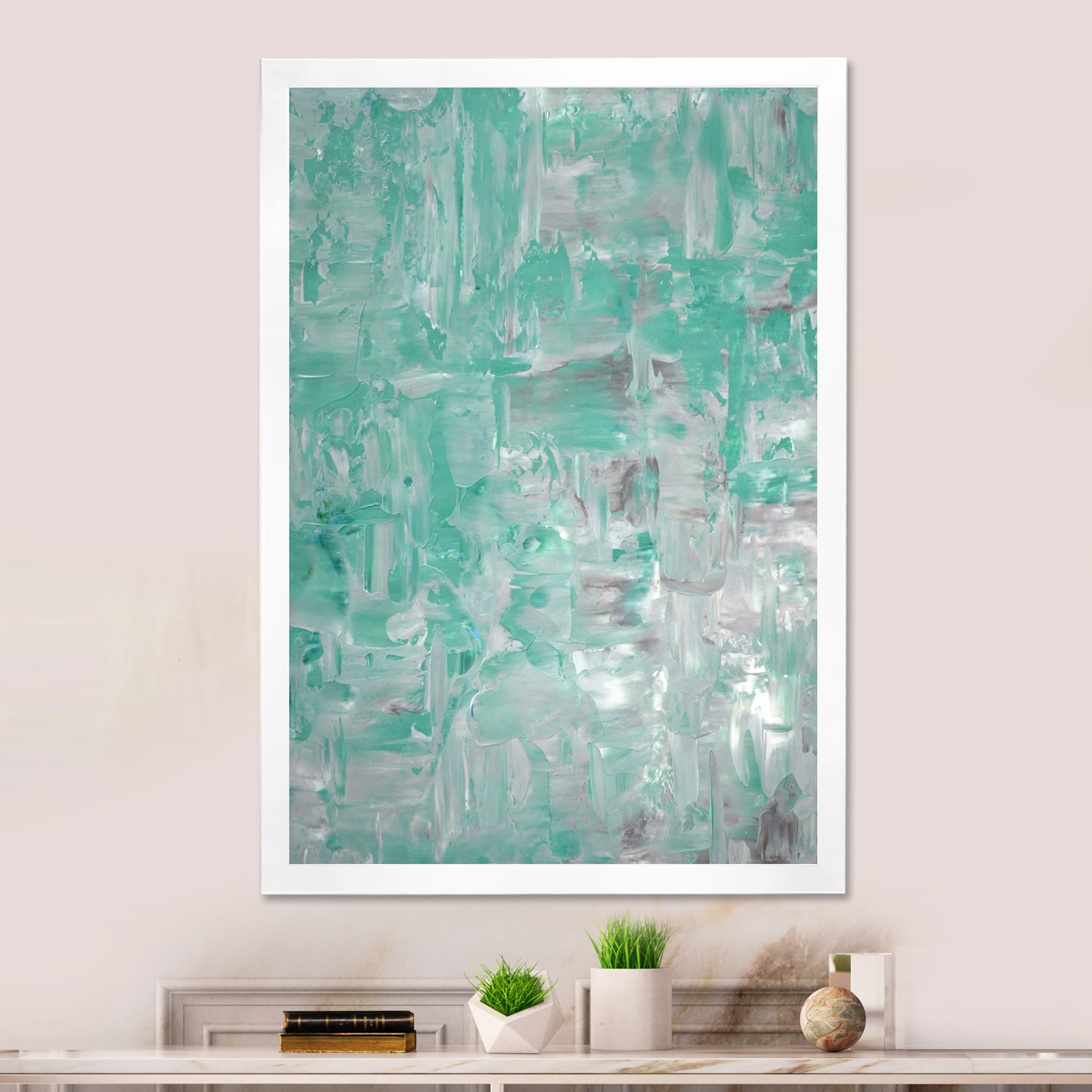 Wrought Studio Teal And Grey Abstract Impression Teal And Gray Abstract